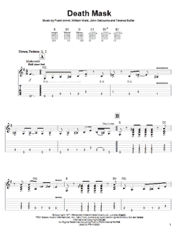 page one of Death Mask (Easy Guitar Tab)
