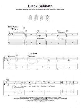 page one of Black Sabbath (Easy Guitar Tab)