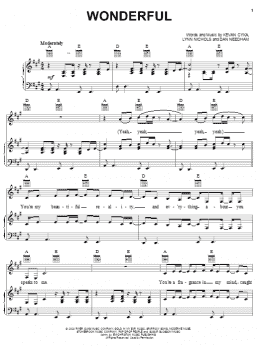 page one of Wonderful (Piano, Vocal & Guitar Chords (Right-Hand Melody))