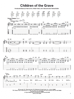 page one of Children Of The Grave (Easy Guitar Tab)