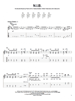 page one of N.I.B. (Easy Guitar Tab)