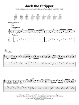 page one of Jack The Stripper (Easy Guitar Tab)