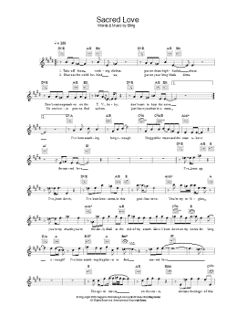 page one of Sacred Love (Lead Sheet / Fake Book)