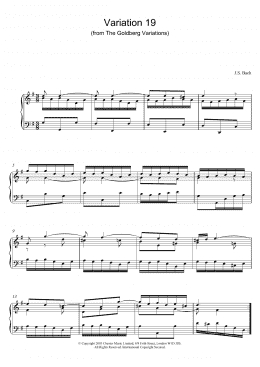 page one of Variation 19 (from The Goldberg Variations) (Piano Solo)