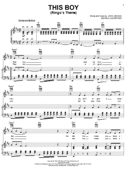 page one of This Boy (Ringo's Theme) (Piano, Vocal & Guitar Chords (Right-Hand Melody))