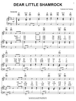 page one of Dear Little Shamrock (Piano, Vocal & Guitar Chords (Right-Hand Melody))