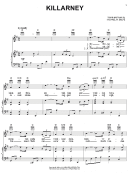 page one of Killarney (Piano, Vocal & Guitar Chords (Right-Hand Melody))