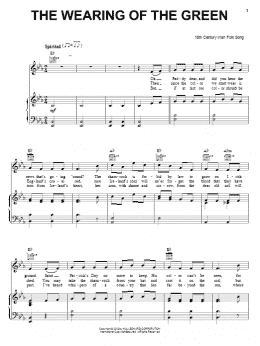 page one of The Wearing Of The Green (Piano, Vocal & Guitar Chords (Right-Hand Melody))