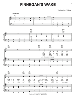 page one of Finnegan's Wake (Piano, Vocal & Guitar Chords (Right-Hand Melody))