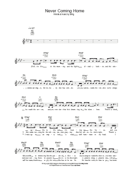 page one of Never Coming Home (Lead Sheet / Fake Book)