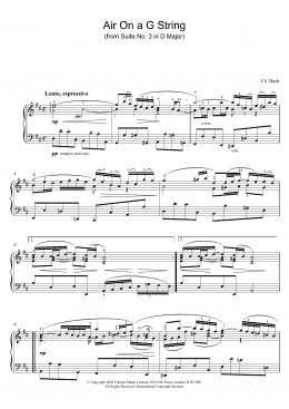 page one of Air On The G String (from Suite No.3 in D Major) (Piano Solo)