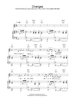 page one of Changes (Piano, Vocal & Guitar Chords)
