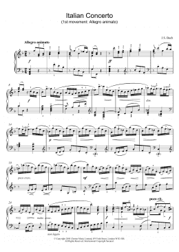 page one of Italian Concerto (1st movement: Allegro animato) (Piano Solo)