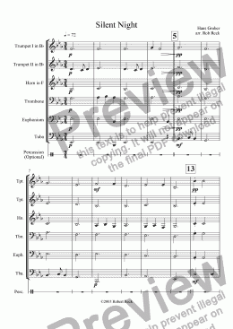 page one of Silent Night - Stille Nacht for Brass Sextet or  Brass Choir