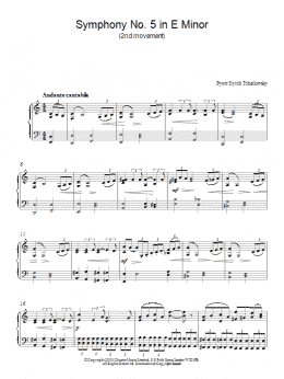 page one of Symphony No. 5 in E Minor (2nd movement) (Piano Solo)