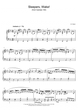 page one of Sleepers, Wake! (from Cantata 140) (Piano Solo)