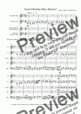 page one of Good Christian Men, Rejoice! Christmas Carol Arrangement for Wind Quartet (2005)