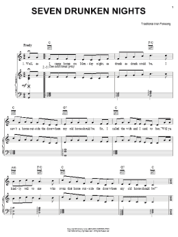 page one of Seven Drunken Nights (Piano, Vocal & Guitar Chords (Right-Hand Melody))