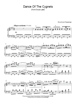 page one of Swan Lake, Op. 20 (Dance Of The Cygnets) (Piano Solo)