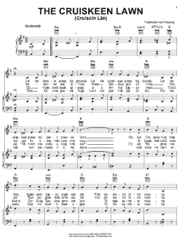 page one of The Cruiskeen Lawn (Cruiscin Lan) (Piano, Vocal & Guitar Chords (Right-Hand Melody))