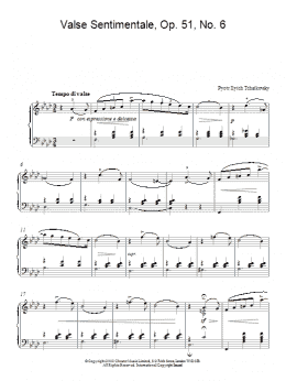 page one of Valse Sentimentale, Op. 51, No. 6 (Piano Solo)
