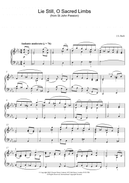 page one of Lie Still, O Sacred Limbs (from St John Passion) (Piano Solo)