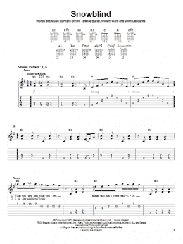 page one of Snowblind (Easy Guitar Tab)
