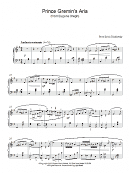 page one of Prince Gremin's Aria (from Eugene Onegin) (Piano Solo)