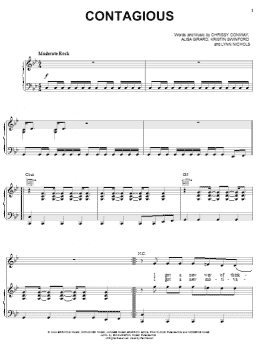 page one of Contagious (Piano, Vocal & Guitar Chords (Right-Hand Melody))