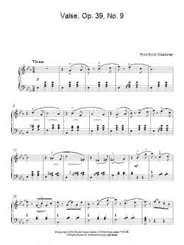 page one of Valse, Op. 39, No. 9 (Piano Solo)