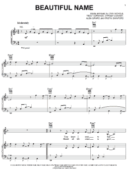 page one of Beautiful Name (Piano, Vocal & Guitar Chords (Right-Hand Melody))