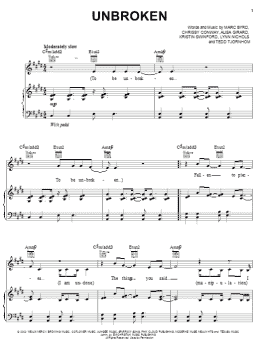page one of Unbroken (Piano, Vocal & Guitar Chords (Right-Hand Melody))