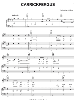 page one of Carrickfergus (Piano, Vocal & Guitar Chords (Right-Hand Melody))