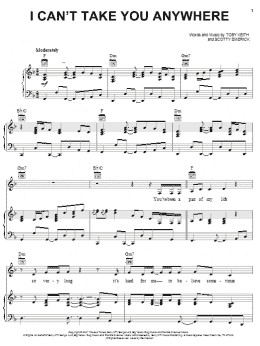 page one of I Can't Take You Anywhere (Piano, Vocal & Guitar Chords (Right-Hand Melody))