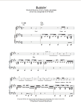 page one of Bubblin' (Piano, Vocal & Guitar Chords)
