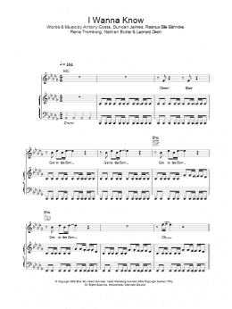 page one of I Wanna Know (Piano, Vocal & Guitar Chords)