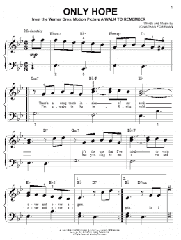 page one of Only Hope (Big Note Piano)