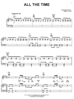 page one of All The Time (Piano, Vocal & Guitar Chords (Right-Hand Melody))