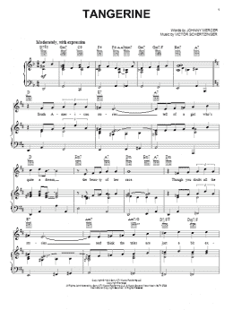 page one of Tangerine (Piano, Vocal & Guitar Chords (Right-Hand Melody))