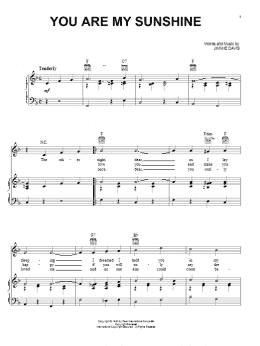 page one of You Are My Sunshine (Piano, Vocal & Guitar Chords (Right-Hand Melody))