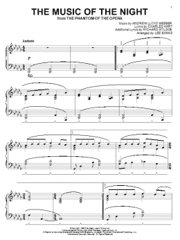 page one of The Music Of The Night (from The Phantom Of The Opera) (Piano Solo)