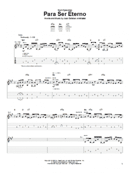 page one of Para Ser Eterno (Guitar Tab)