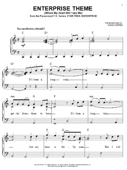 page one of Enterprise Theme (Where My Heart Will Take Me) (Easy Piano)