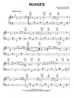 page one of Nuages (Piano, Vocal & Guitar Chords (Right-Hand Melody))