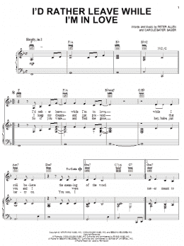 page one of I'd Rather Leave While I'm In Love (from The Boy From Oz) (Piano, Vocal & Guitar Chords (Right-Hand Melody))