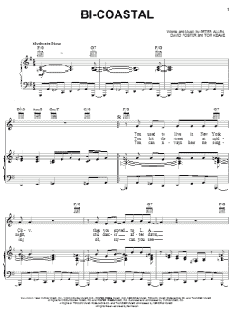 page one of Bi-Coastal (from The Boy From Oz) (Piano, Vocal & Guitar Chords (Right-Hand Melody))