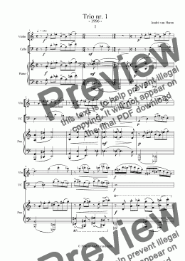 page one of Piano trio; 4 parts, for violin, cello and piano