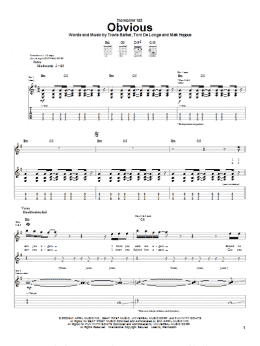 page one of Obvious (Guitar Tab)