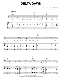 page one of Delta Dawn (Piano, Vocal & Guitar Chords (Right-Hand Melody))
