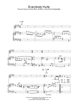 page one of Everybody Hurts (Piano, Vocal & Guitar Chords)